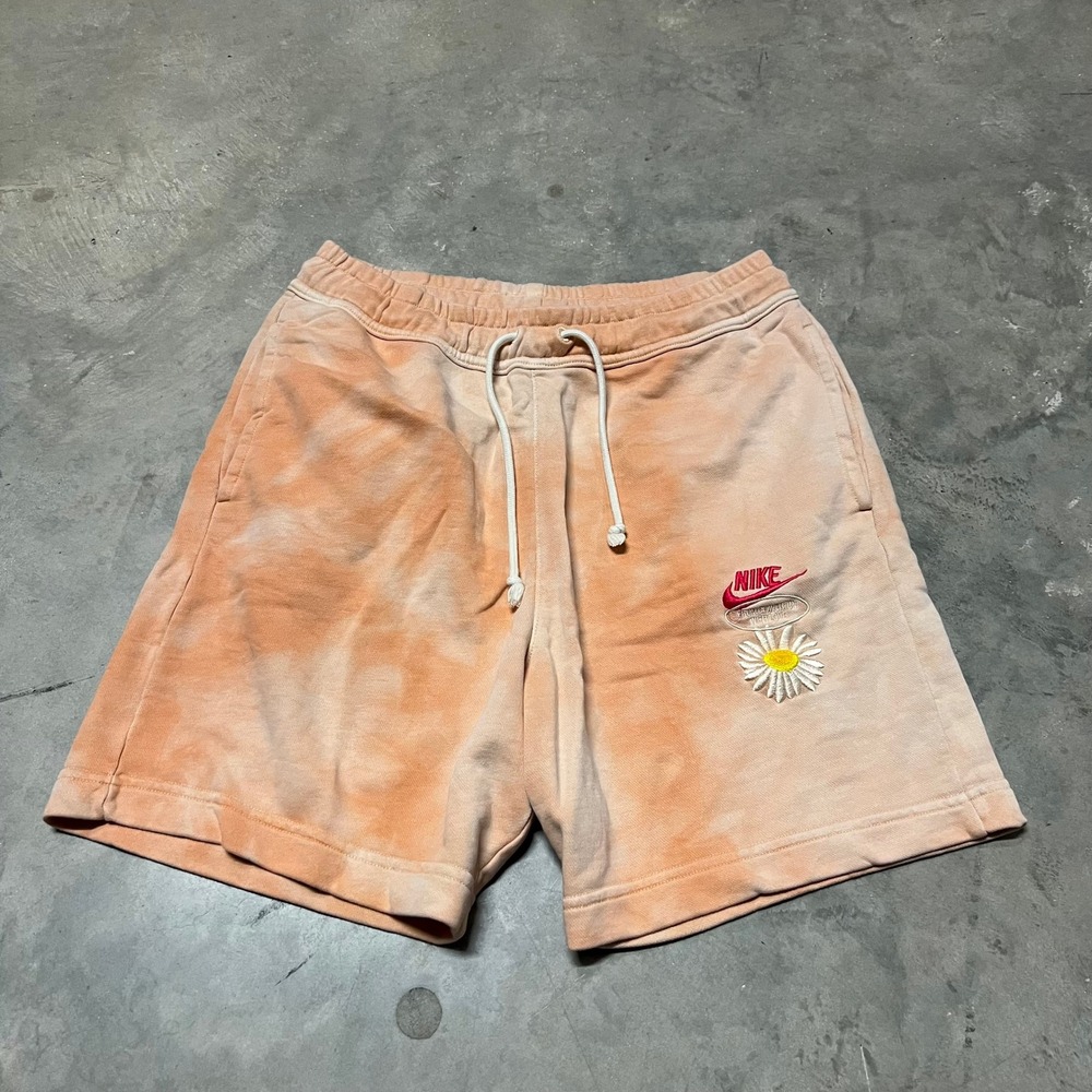 Nike Mens Orange French Terry Tie Dye Daisy Fleece Shorts DM5016-693 Small